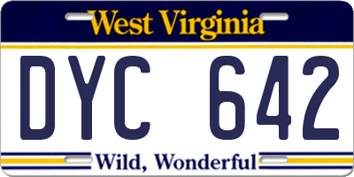 WV license plate DYC642