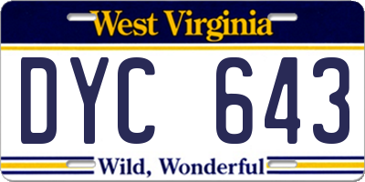WV license plate DYC643