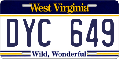 WV license plate DYC649