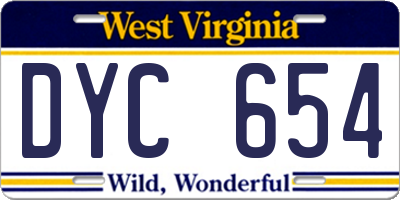 WV license plate DYC654