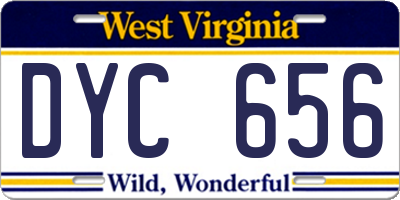 WV license plate DYC656