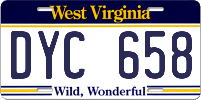 WV license plate DYC658