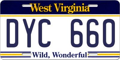 WV license plate DYC660