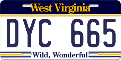 WV license plate DYC665