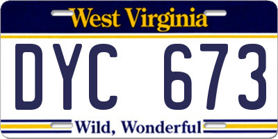 WV license plate DYC673