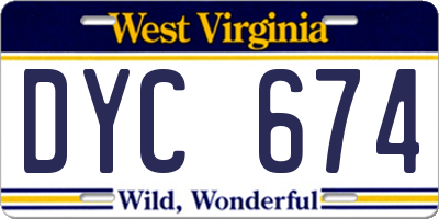 WV license plate DYC674