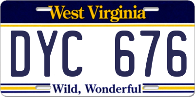 WV license plate DYC676