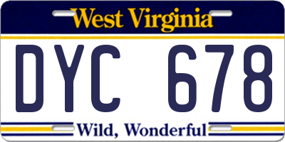 WV license plate DYC678
