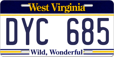 WV license plate DYC685