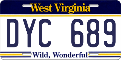 WV license plate DYC689