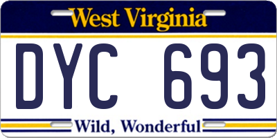 WV license plate DYC693