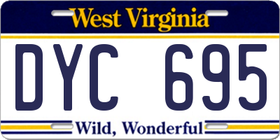 WV license plate DYC695