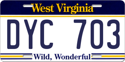 WV license plate DYC703