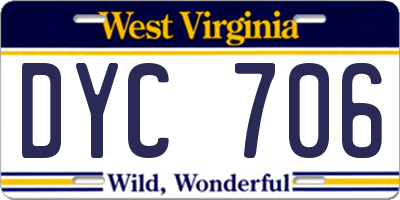 WV license plate DYC706