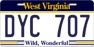 WV license plate DYC707
