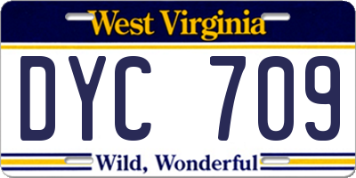 WV license plate DYC709
