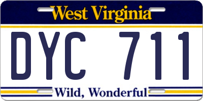 WV license plate DYC711