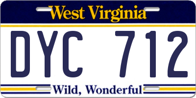 WV license plate DYC712