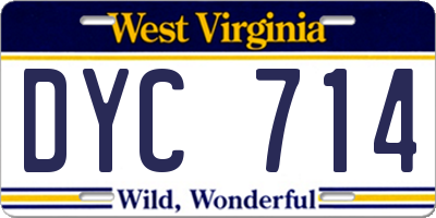 WV license plate DYC714