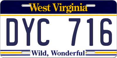 WV license plate DYC716