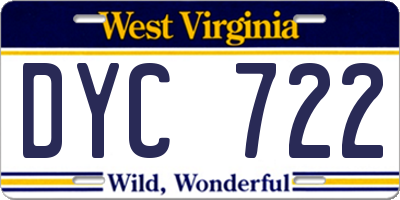 WV license plate DYC722