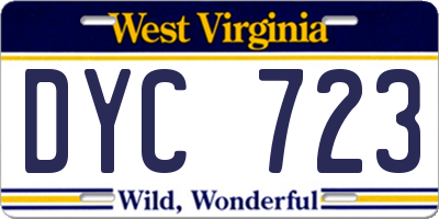 WV license plate DYC723