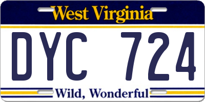 WV license plate DYC724