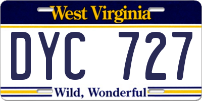 WV license plate DYC727