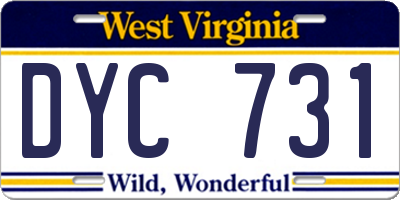 WV license plate DYC731