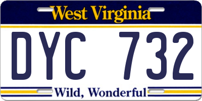 WV license plate DYC732