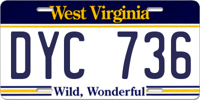 WV license plate DYC736