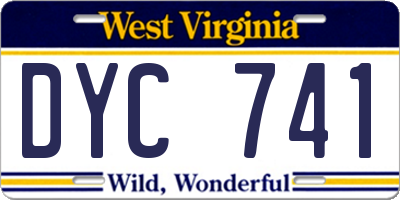 WV license plate DYC741