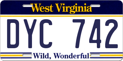 WV license plate DYC742