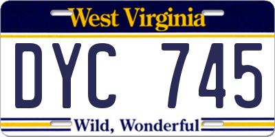 WV license plate DYC745