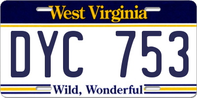 WV license plate DYC753
