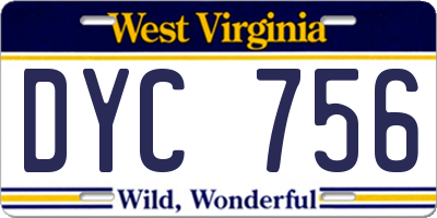 WV license plate DYC756