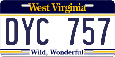 WV license plate DYC757