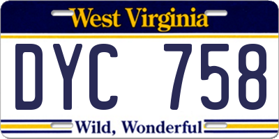 WV license plate DYC758