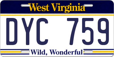 WV license plate DYC759
