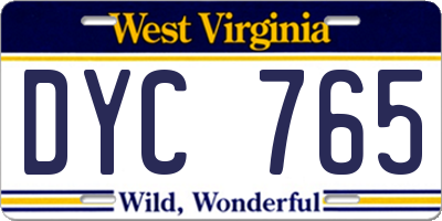 WV license plate DYC765