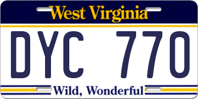 WV license plate DYC770