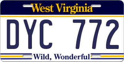 WV license plate DYC772
