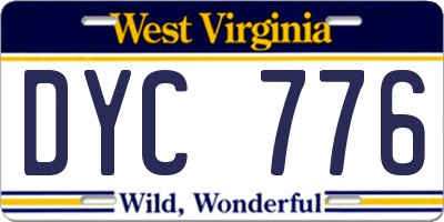 WV license plate DYC776