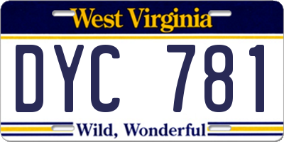 WV license plate DYC781