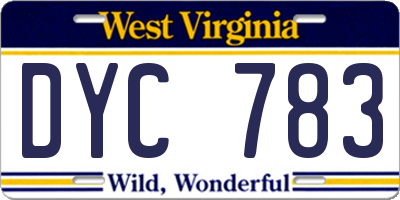 WV license plate DYC783