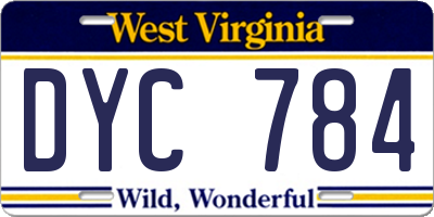 WV license plate DYC784
