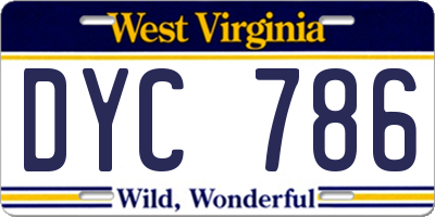 WV license plate DYC786