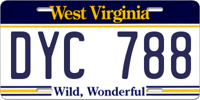 WV license plate DYC788