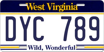 WV license plate DYC789