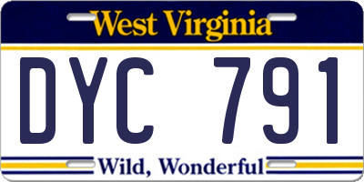WV license plate DYC791